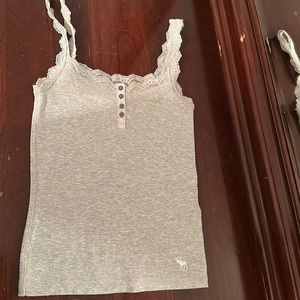 Abercrombie and Fitch Grey Lace Ribbed Cami Size XS